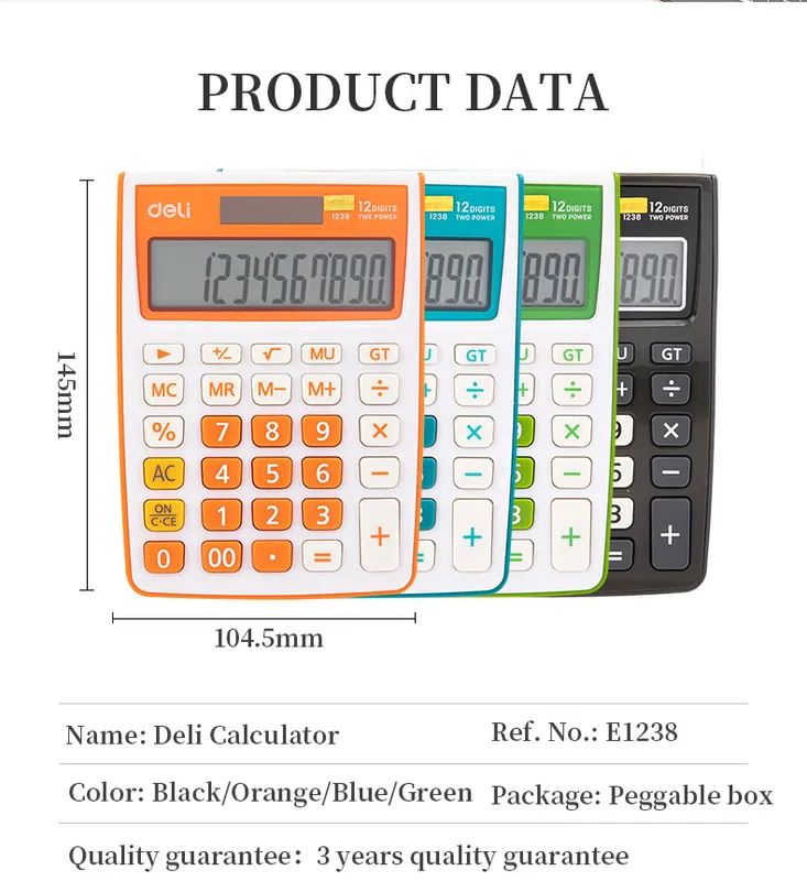 Калькулятор настольный Deli E1238/GRN зеленый 12-разр.