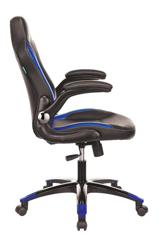 Кресло игровое Zombie VIKING-1N черный/синий эко.кожа крестов. пластик