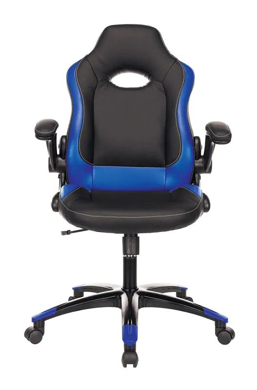 Кресло игровое Zombie VIKING-1N черный/синий эко.кожа крестов. пластик