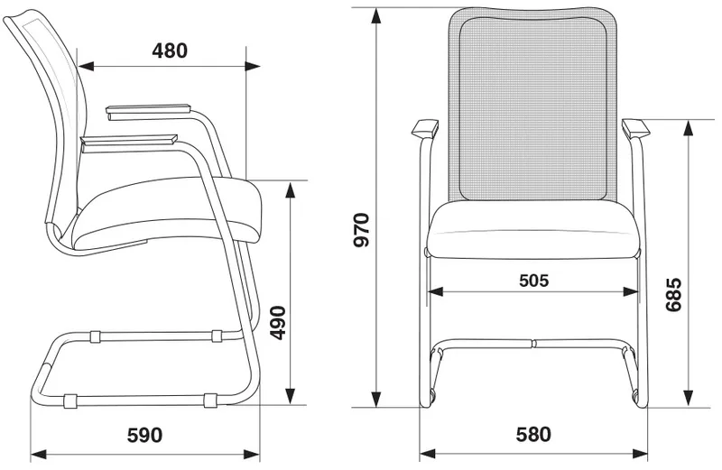 Кресло Бюрократ CH-599AV черный TW-01 сиденье черный TW-11 сетка/ткань полозья металл серебристый