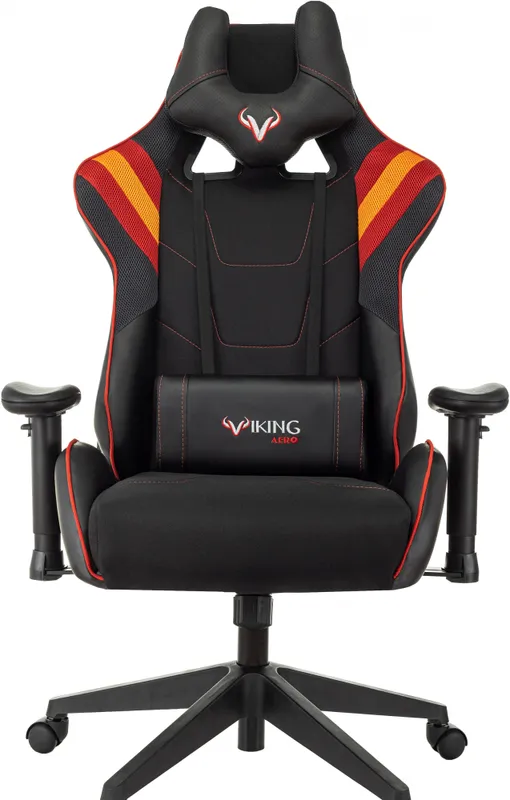 Кресло игровое Zombie VIKING 4 AERO черный/красный ткань/эко.кожа с подголов. крестов. пластик