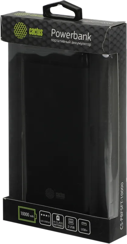 Мобильный аккумулятор Cactus CS-PBFSFT-10000 10000mAh 2.1A черный