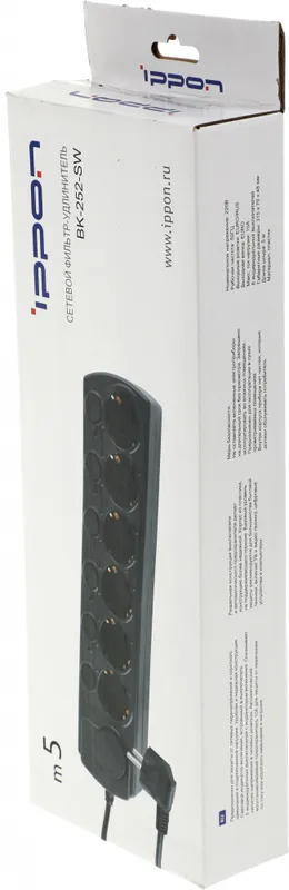 Сетевой фильтр Ippon BK252-SW 5м (6 розеток) белый (коробка)