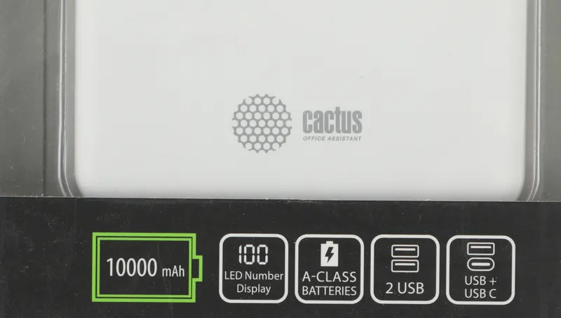 Мобильный аккумулятор Cactus CS-PBFSKT-10000 10000mAh 2.1A белый