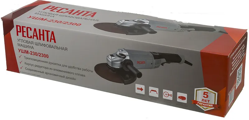 Углошлифовальная машина Ресанта УШМ-230/2300 2300Вт 6000об/мин рез.шпин.:M14 d=230мм (75/12/9)