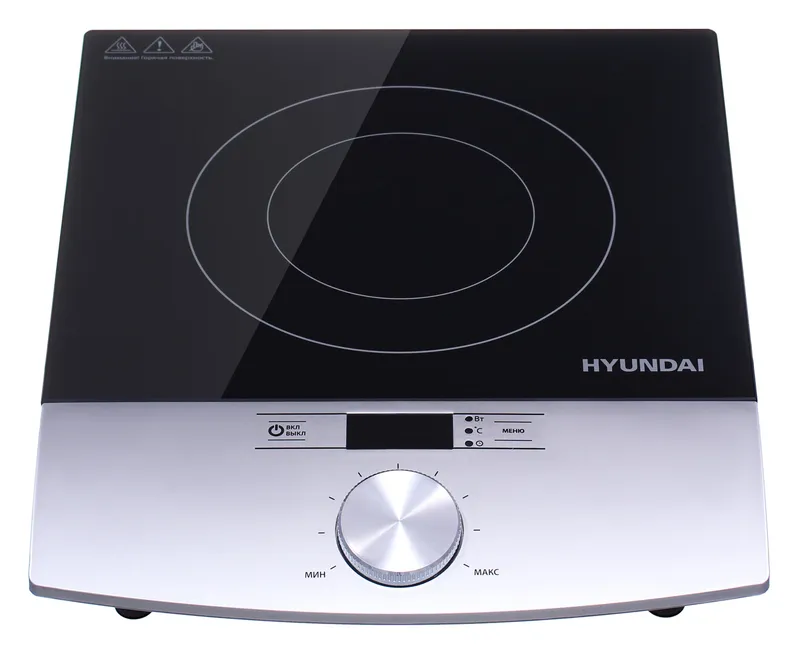 Плита Индукционная Hyundai HYC-0102 серебристый/черный стеклокерамика (настольная)