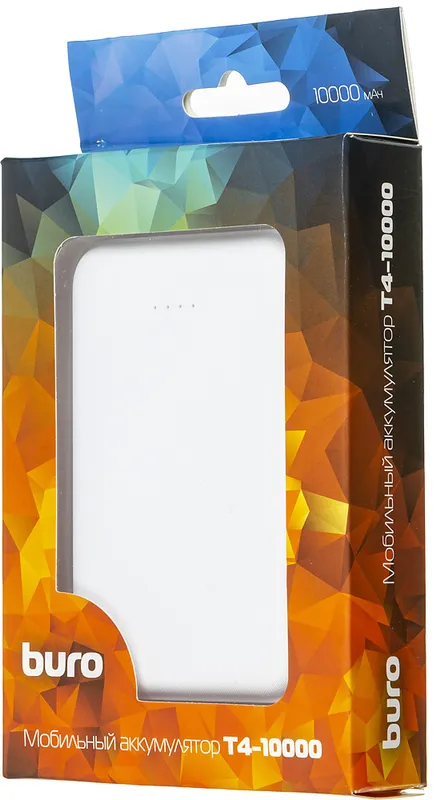 Мобильный аккумулятор Buro T4-10000 10000mAh 10W 2A 2xUSB-A белый (T4-10000-WT)