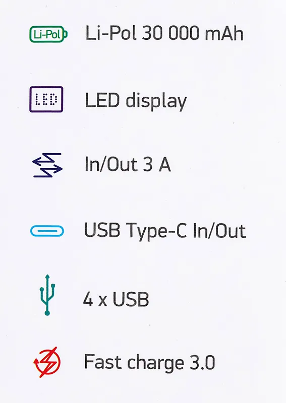 Мобильный аккумулятор Digma DGP-30000-4U 30000mAh QC4.0/PD3.0 22.5W 3A 4xUSB-A/USB-C черный (DGP-30000-4U-B)