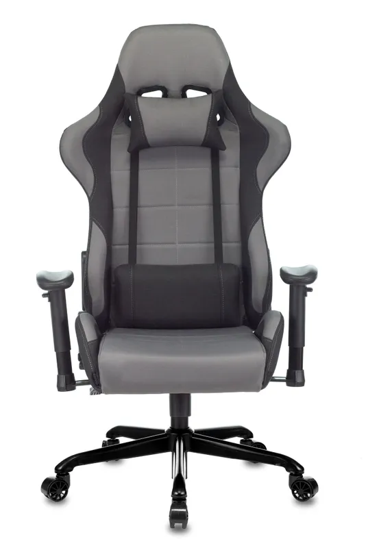 Кресло игровое Zombie 771N серый/черный с подголов. крестов. металл черный