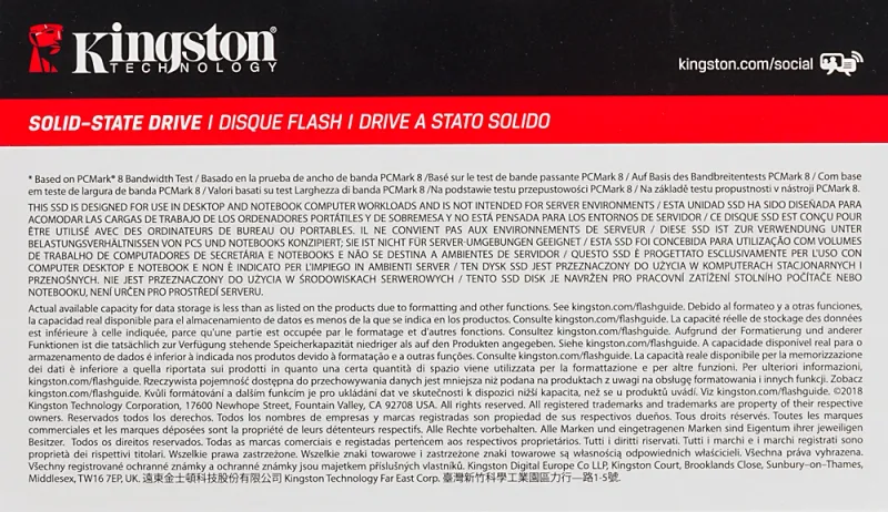 твердотельный накопитель Kingston SSD 960GB SSDNow A400 SATA 3 2.5" 7mm R500/W450MB/s 3D NAND MTBF 2M 300TBW Retail 1 year