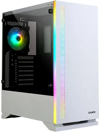 Корпус ZALMAN S5, ATX, WHITE, WINDOW, 2xCOMBO (3.5" or 2.5"), 4x2.5", 2xUSB2.0, 1xUSB3.0, FRONT 1x120mm, REAR 1x120mm RGB