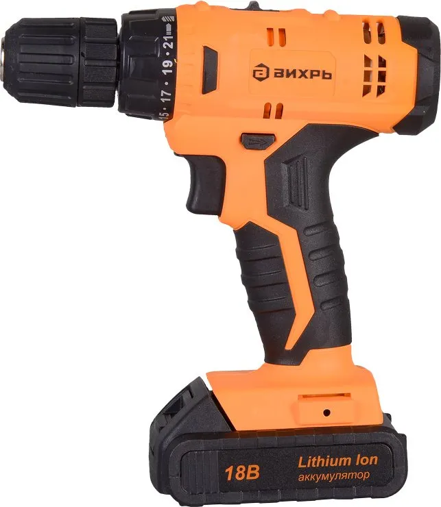 Дрель-шуруповерт Вихрь ДА-18Л-2КА аккум. патрон:быстрозажимной (кейс в комплекте) (72/14/25)