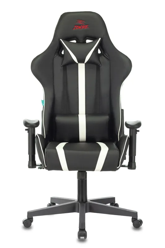 Кресло игровое Zombie A4 черный/белый эко.кожа с подголов. крестов. пластик