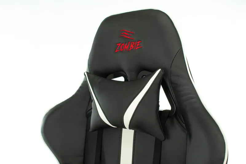 Кресло игровое Zombie A4 черный/белый эко.кожа с подголов. крестов. пластик