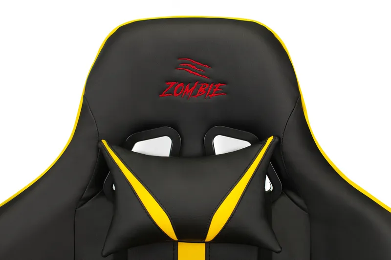 Кресло игровое Zombie A4 черный/желтый эко.кожа с подголов. крестов. пластик