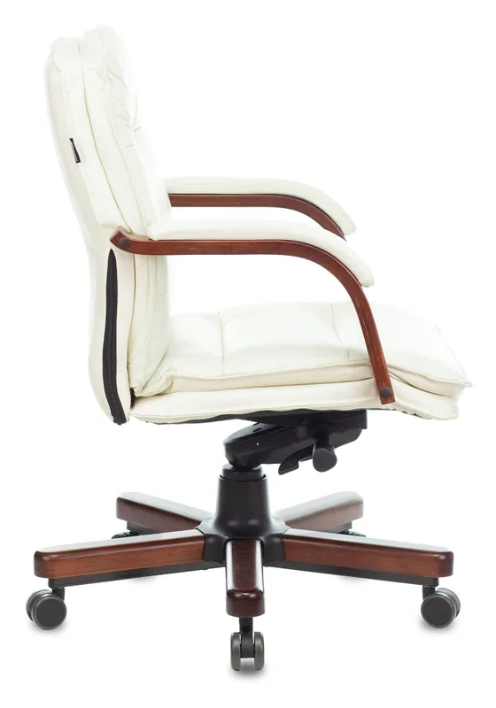 Кресло руководителя Бюрократ T-9927WALNUT-LOW слоновая кость кожа низк.спин. крестов. металл/дерево