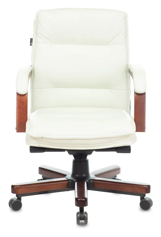 Кресло руководителя Бюрократ T-9927WALNUT-LOW слоновая кость кожа низк.спин. крестов. металл/дерево