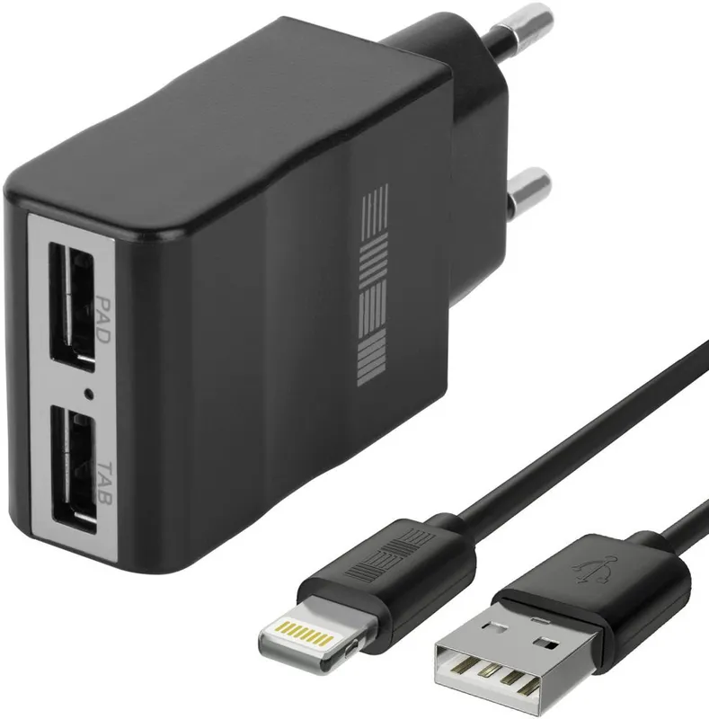 Сетевое зар./устр. Interstep 30707 2.1A+2.1A 2xUSB для Apple черный (IS-TC-IPAD52KRT-000B201)