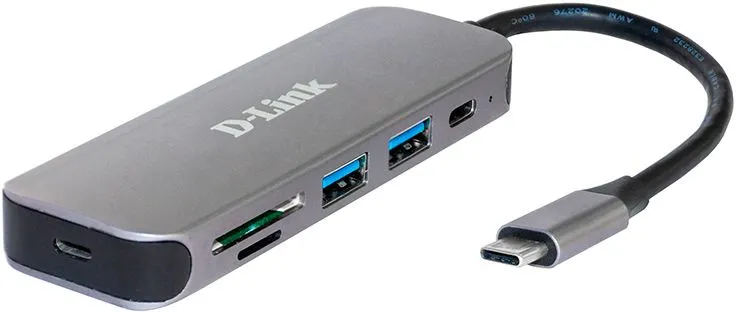 Концентратор usb D-Link USB-C Hub, 2xUSB 3.0 + USB-C, SD/microSD Card Reader