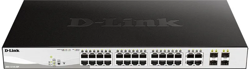 Коммутатор D-Link DGS-1210-28P/FL1A 28x1Гбит/с 4xКомбо(1000BASE-T/SFP) 24PoE 193W управляемый