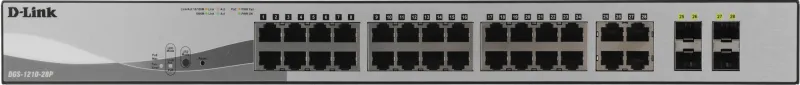 Коммутатор D-Link DGS-1210-28P/FL1A 28x1Гбит/с 4xКомбо(1000BASE-T/SFP) 24PoE 193W управляемый