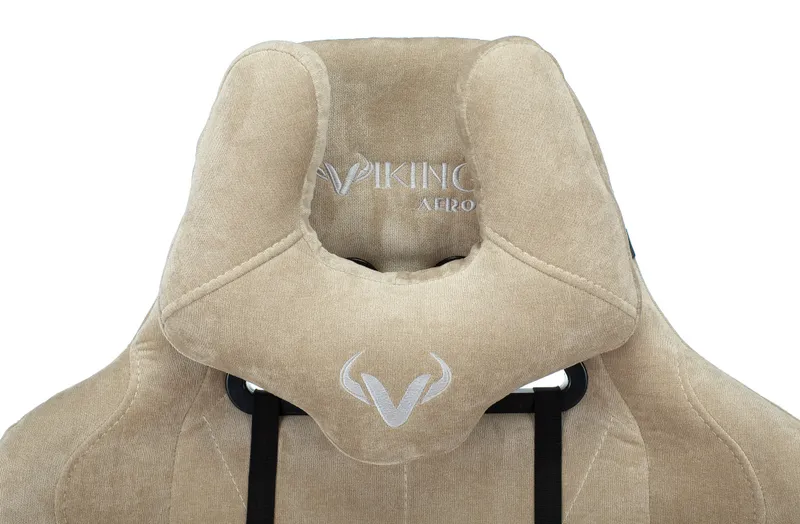 Кресло игровое Zombie VIKING KNIGHT Fabric песочный Light-21 с подголов. крестов. металл