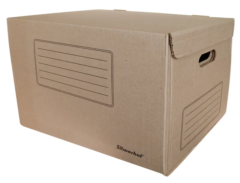 Короб архивный откидная крышка Silwerhof ОК-18 микрогофрокартон 480x325x295мм коричневый