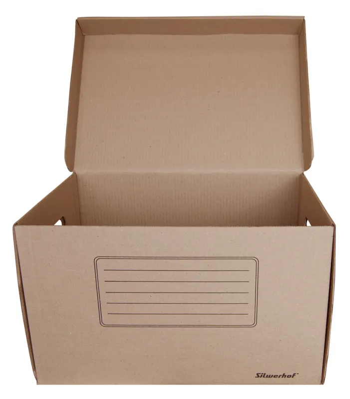 Короб архивный откидная крышка Silwerhof ОК-18 микрогофрокартон 480x325x295мм коричневый