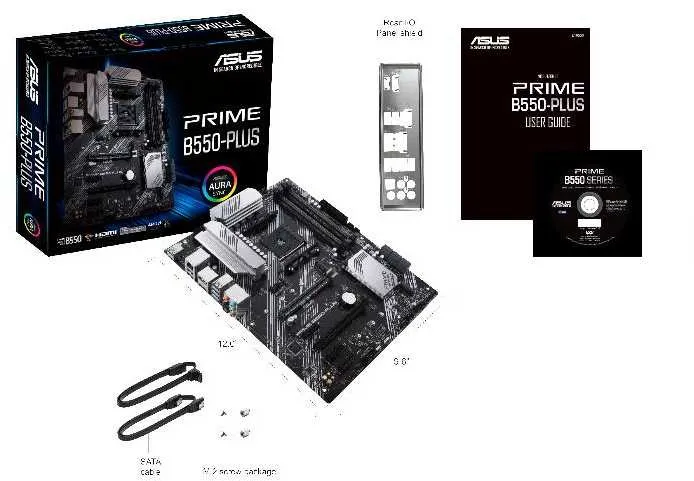 Материнская плата ASUS PRIME B550-PLUS,  Socket AM4, B550, 4*DDR4, HDMI+DP, CrossFireX, SATA3 + RAID, Audio, Gb LAN, USB 3.2*8, USB 2.0*6, COM*1 header (w/o cable), ATX ; 90MB14U0-M0EAY0
