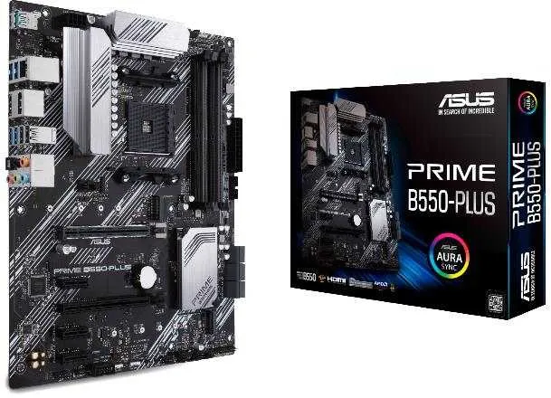 Материнская плата ASUS PRIME B550-PLUS,  Socket AM4, B550, 4*DDR4, HDMI+DP, CrossFireX, SATA3 + RAID, Audio, Gb LAN, USB 3.2*8, USB 2.0*6, COM*1 header (w/o cable), ATX ; 90MB14U0-M0EAY0
