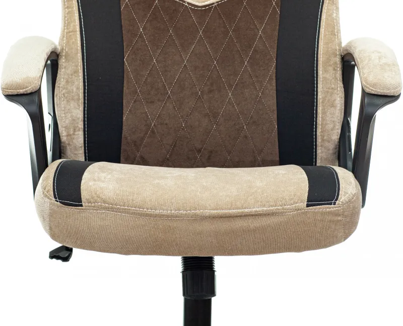 Кресло игровое Zombie VIKING 6 KNIGHT Fabric коричневый/бежевый с подголов. крестов. металл