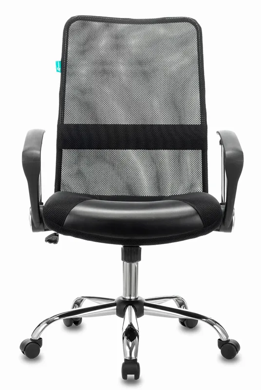 Кресло Бюрократ CH-600SL-LOW черный TW-01 эко.кожа/сетка низк.спин. крестов. металл хром