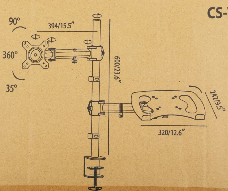 Кронштейн для монитора/ноутбука Cactus CS-VM-LH07-AL серебряный 13"-27" макс.8кг настольный поворот и наклон