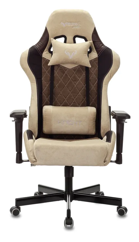 Кресло игровое Zombie VIKING 7 KNIGHT Fabric коричневый/бежевый ткань/эко.кожа с подголов. крестов. металл