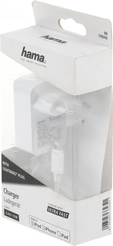 Сетевое зар./устр. Hama H-178342 2.4A для Apple белый (00178342)