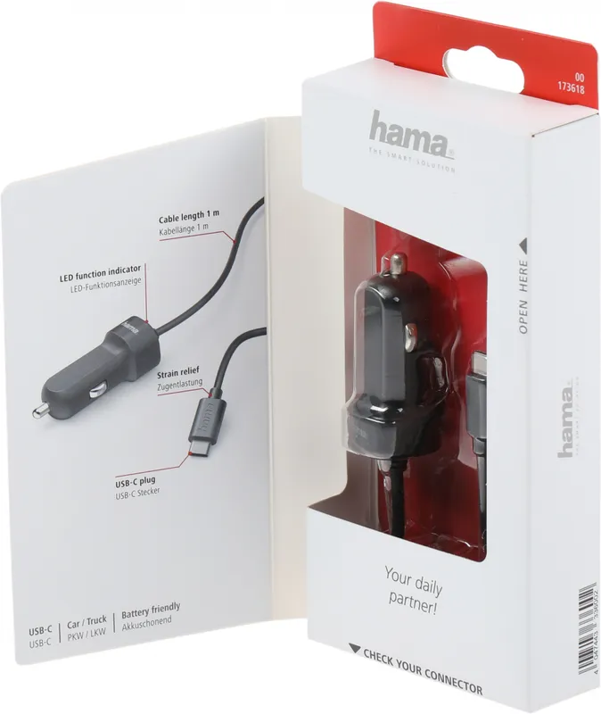 Автомобильное зар./устр. Hama H-173618 3A (PD) универсальное черный (00173618)