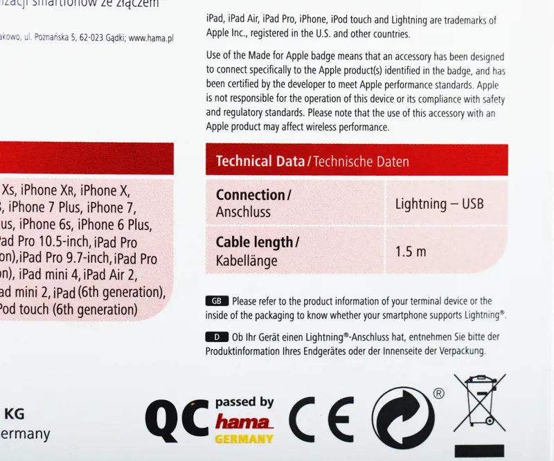 Кабель Hama 00173635 USB (m)-Lightning (m) 1.5м черный