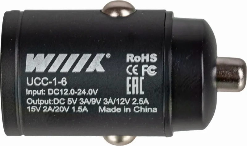 Автомобильное зар./устр. Wiiix UCC-1-6 3A PD универсальное черный