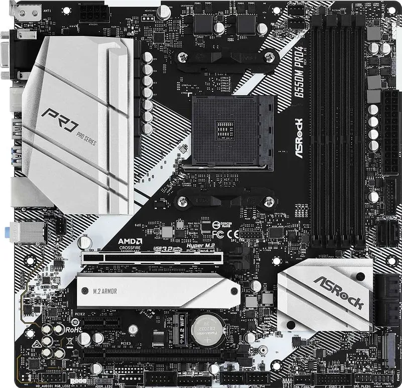 Материнская плата ASROCK B550M PRO4, AM4, B550, 4*DDR4, D-Sub+HDMI+DP, 6xSATA3 6.0 (RAID), M.2 Socket, 4xUSB 3.2, 2xUSB 2.0, Type-C, mATX; 90-MXBDK0-A0UAYZ