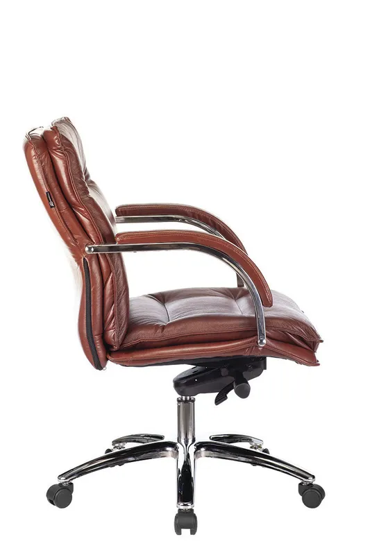 Кресло руководителя Бюрократ T-9927SL-LOW светло-коричневый Leather Eichel кожа низк.спин. крестов. металл хром