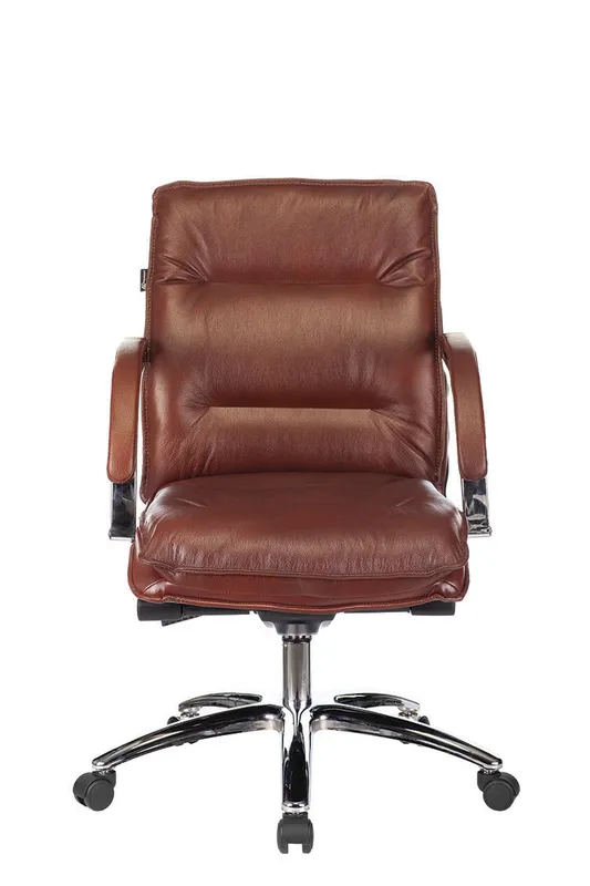 Кресло руководителя Бюрократ T-9927SL-LOW светло-коричневый Leather Eichel кожа низк.спин. крестов. металл хром
