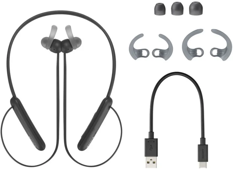 Гарнитура вкладыши Sony WI-SP510 черный беспроводные bluetooth нашейный держатель (WISP510B.E)