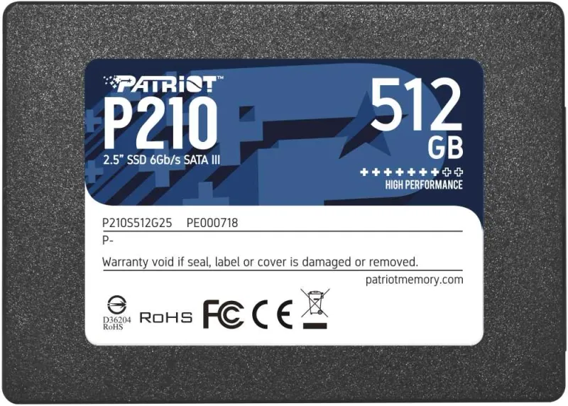 Твердотельный накопитель Patriot P210 512GB SATA3 2.5" 520/430 512GB 3D