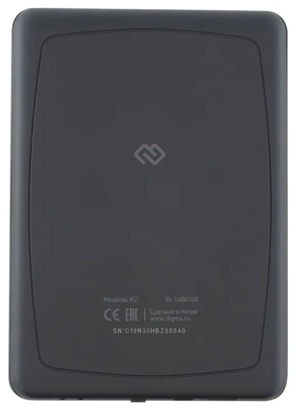Электронная книга Digma K2 6" E-ink HD Pearl 758x1024 600MHz/4Gb/microSDHC/подсветка дисплея темно-серый