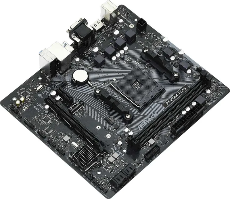 Материнская плата ASROCK A520M-HVS, AM4, A520, 2*DDR4, D-Sub+HDMI, 4xSATA3 6.0 (RAID), M.2 Socket, 4xUSB 3.2,  2xUSB 2.0, mATX; 90-MXBE60-A0UAYZ