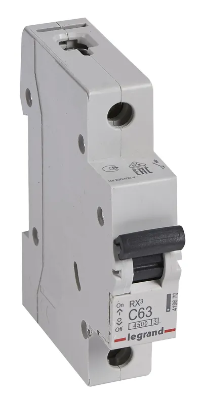 Выключатель автоматический Legrand RX3 419670 63A тип C 4.5kA 1П 230В 1мод
