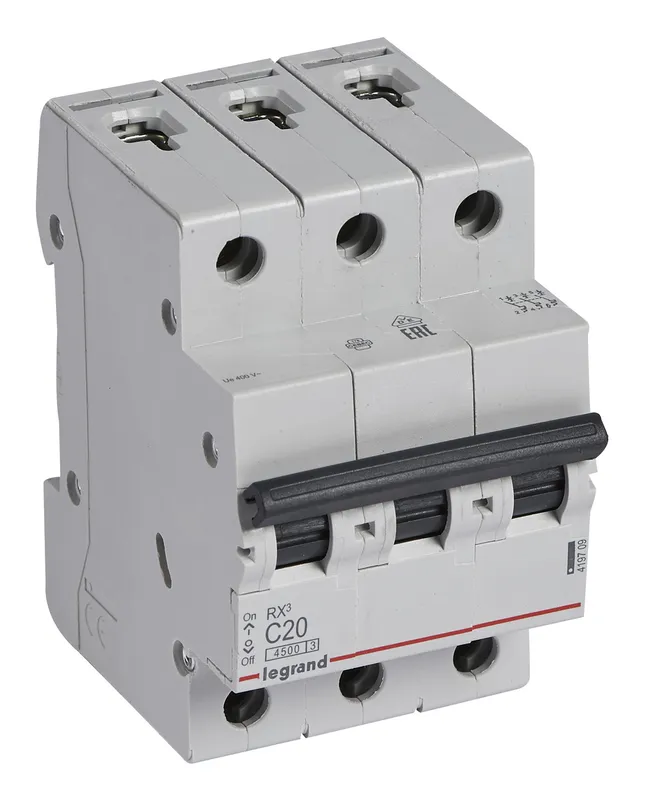 Выключатель автоматический Legrand RX3 419709 20A тип C 4.5kA 3П 400В 3мод
