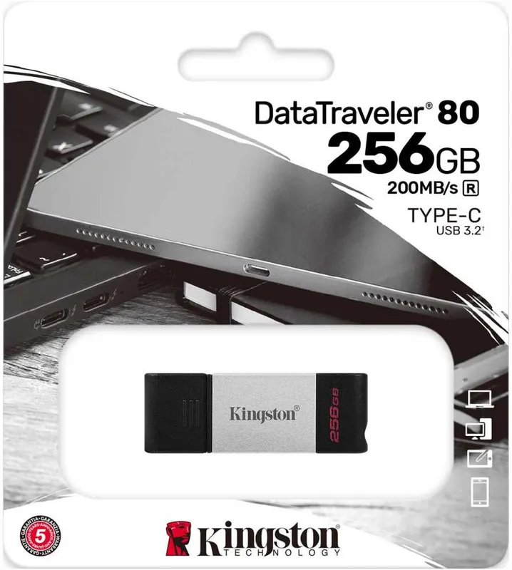 Флеш Диск Kingston 256GB DataTraveler 80 Type-C DT80/256GB USB3.0 черный