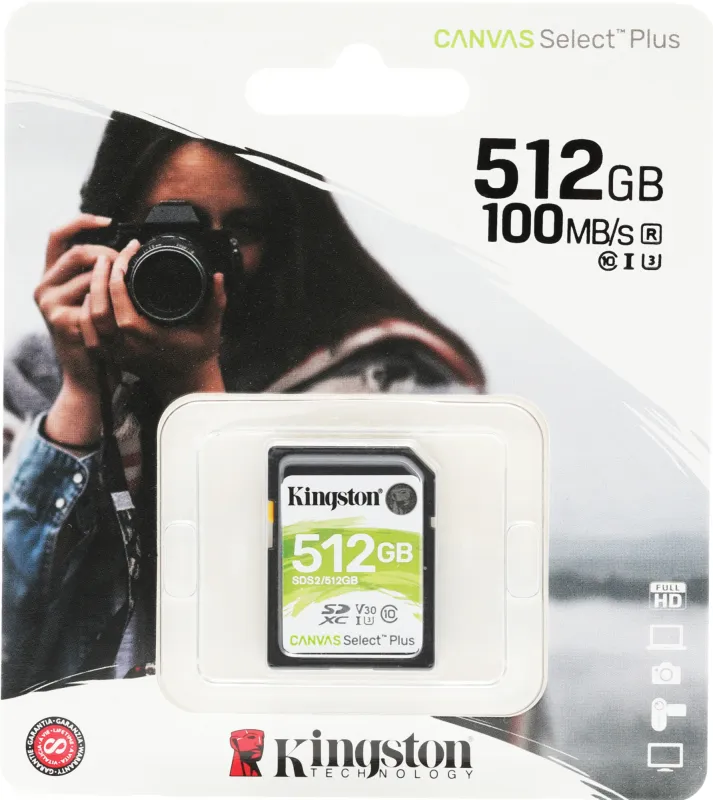 Флеш карта SDXC 512GB Kingston SDS2/512GB Canvas Select Plus w/o adapter