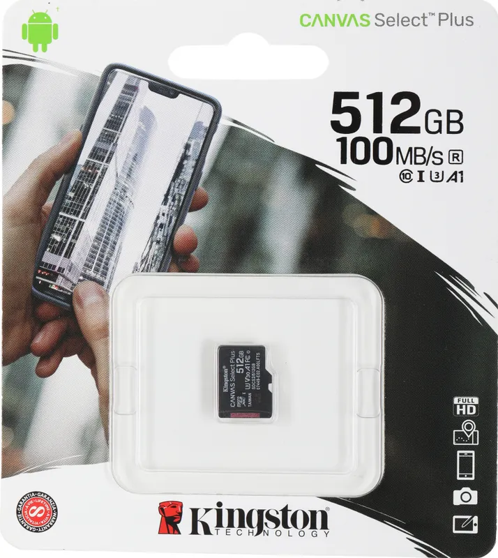 Флеш карта microSDXC 512GB Kingston SDCS2/512GBSP Canvas Select Plus w/o adapter